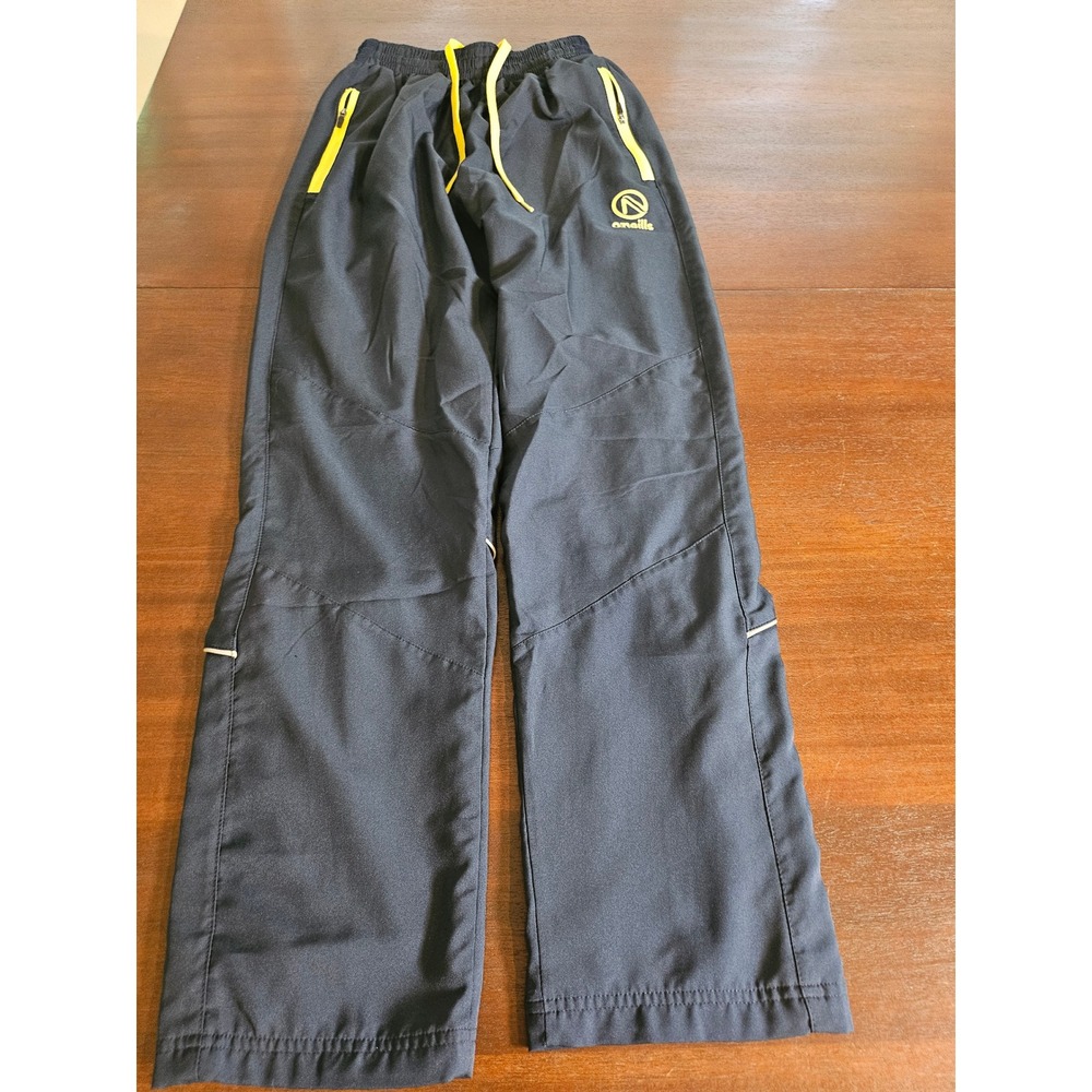 O'Neills Track Pants Mens Small Black Yellow Zipper Pockets Athletic Training